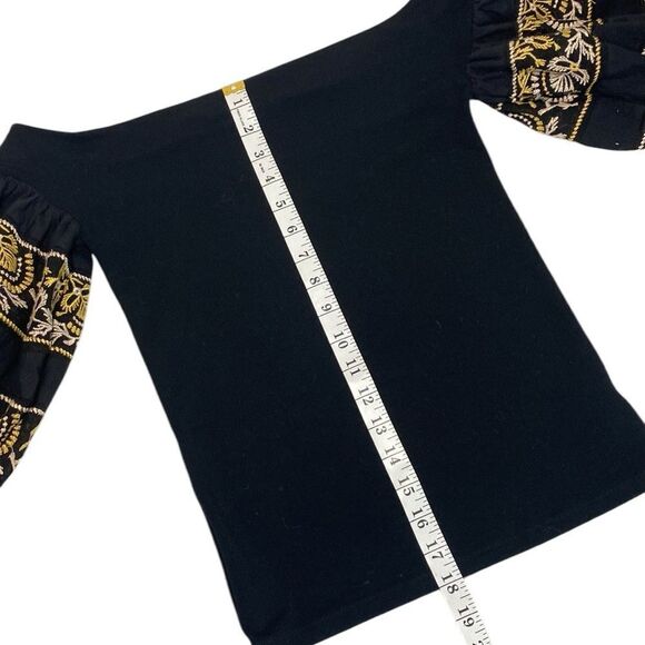 FREE PEOPLE ‘Rock With It’ Puff-Sleeve Embroidered Boho Festival Knit Top - Picture 7 of 10